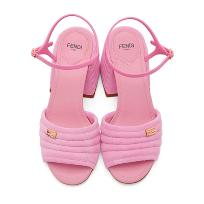 Shop Fendi Pink Suede Slingback Heels In F1a50 Pink