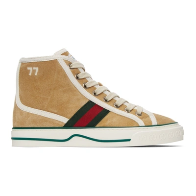 Shop Gucci Beige Suede ' Tennis 1977' High-top Sneakers In 9563 Buttersc