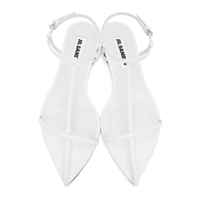 Shop Jil Sander White Pointy Toe Flat Sandals In 100 White