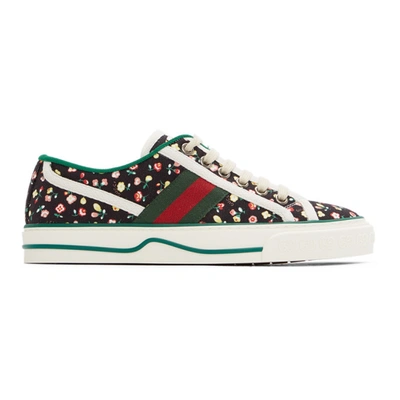 Shop Gucci Black Floral ' Tennis 1977' Sneakers In 1085 Bkpch