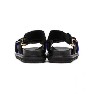 Shop Marni Black Velvet Fussbet Sandal In Z1z72 Black