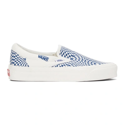 Shop Vans Blue & White Check Og Classic Slip-on Lx Sneakers In Optical Che
