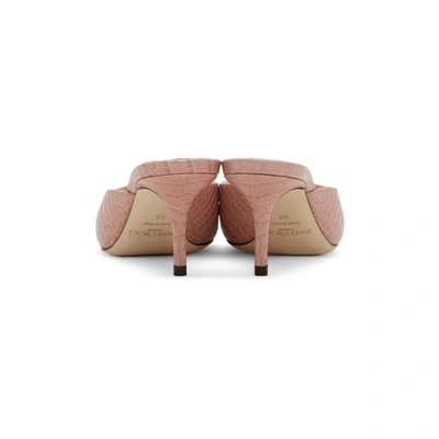 Shop Jimmy Choo Pink Croc Rav 65 Mules In Blush