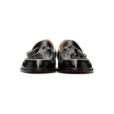 Shop Christian Louboutin Black & White Trompinetta Loafers In Bk09 Blk/wt