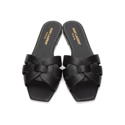 Saint Laurent Paris Women Tribute Mules In Smooth Leather In 1000 Black