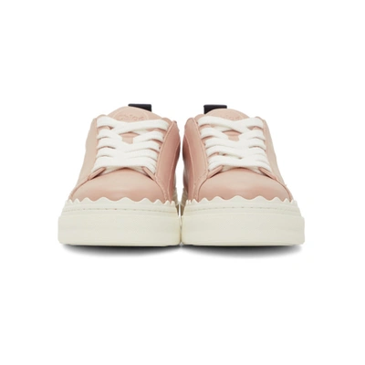 Shop Chloé Pink Leather Lauren Sneakers In 6l0 Coral