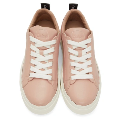 Shop Chloé Pink Leather Lauren Sneakers In 6l0 Coral