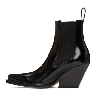 Shop Bottega Veneta Black 'the Lean' Heeled Chelsea Boots In 1000 Black