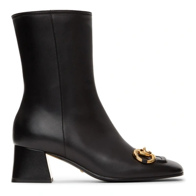 Shop Gucci Black Horsebit Baby 55 Ankle Boots In 1000 Black