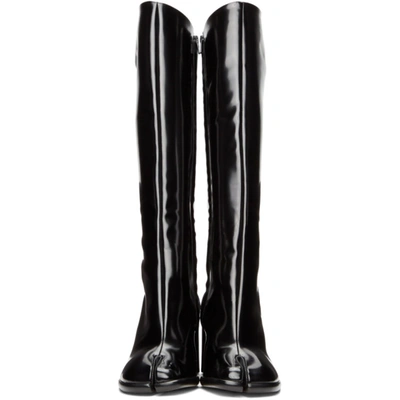 Shop Maison Margiela Black Patent High Tabi Boots In T8013 Black