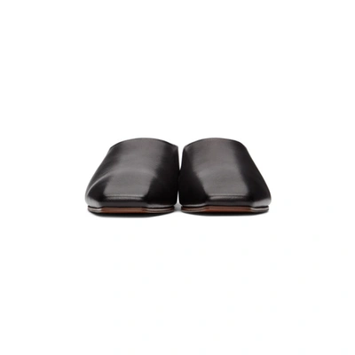 The Row Square-toe Leather Ballerina Flats In Blk Black