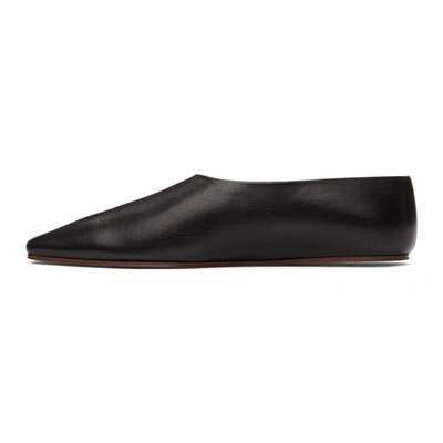 The Row Square-toe Leather Ballerina Flats In Blk Black