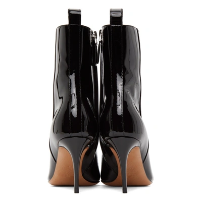 Shop Valentino Black  Garavani Vlogo Patent Stiletto Boots