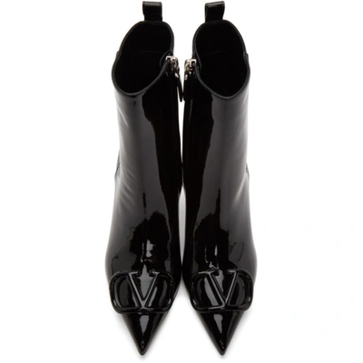 Shop Valentino Black  Garavani Vlogo Patent Stiletto Boots