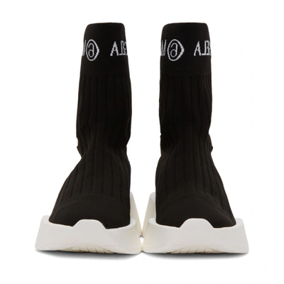Shop Mm6 Maison Margiela Black Logo Sock Sneakers In H1532 Black