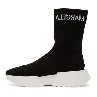 Shop Mm6 Maison Margiela Black Logo Sock Sneakers In H1532 Black