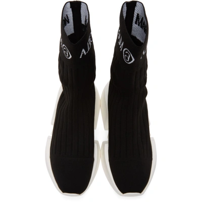 Shop Mm6 Maison Margiela Black Logo Sock Sneakers In H1532 Black