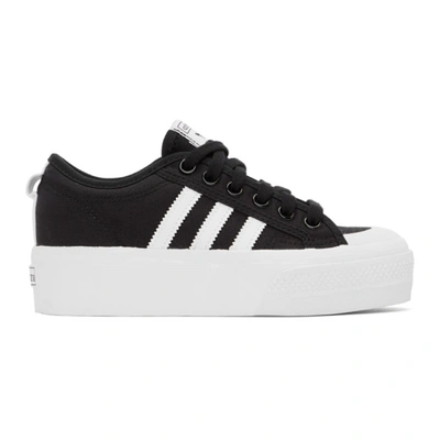 Shop Adidas Originals Black Nizza Platform Sneakers In Core Black/