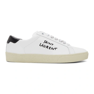 Shop Saint Laurent White Court Classic Sneakers In White/black