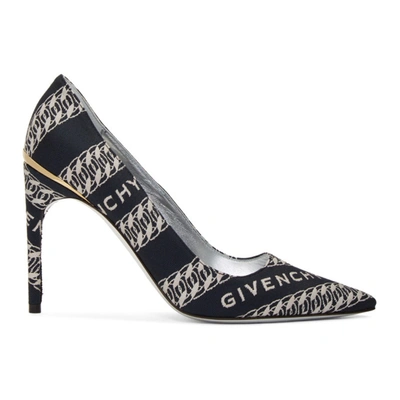 Shop Givenchy Navy And White Chain M Heels In 411 Navy