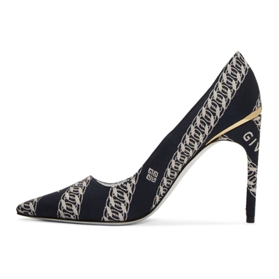 Shop Givenchy Navy And White Chain M Heels In 411 Navy
