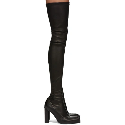 Shop Alexander Mcqueen Black Leather Otk Heeled Tall Boots In 1081 Black