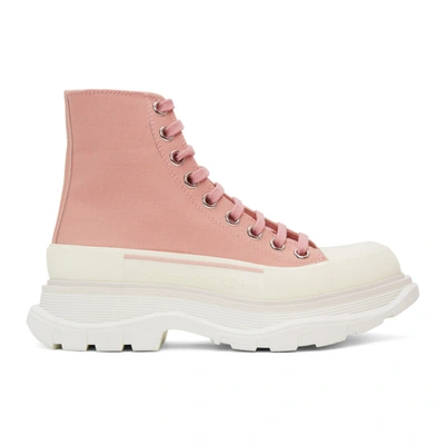Shop Alexander Mcqueen Pink Tread Slick Platform High Sneakers In 9243 Magnol