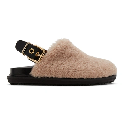 Shop Marni Pink Shearling Fuzzy Fussbett Loafers In Zl140 Swan