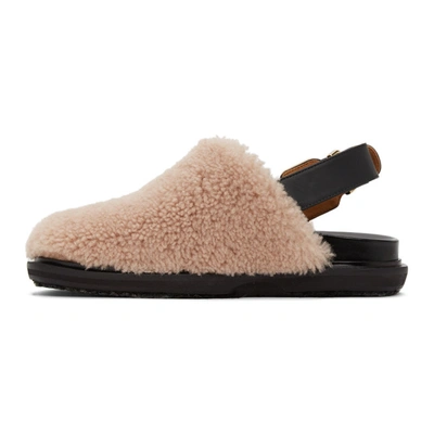 Shop Marni Pink Shearling Fuzzy Fussbett Loafers In Zl140 Swan