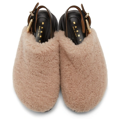 Shop Marni Pink Shearling Fuzzy Fussbett Loafers In Zl140 Swan