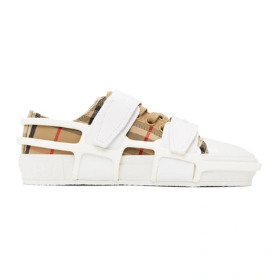 Shop Burberry Beige Vintage Check Sneakers In Archive Bei