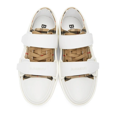 Shop Burberry Beige Vintage Check Sneakers In Archive Bei