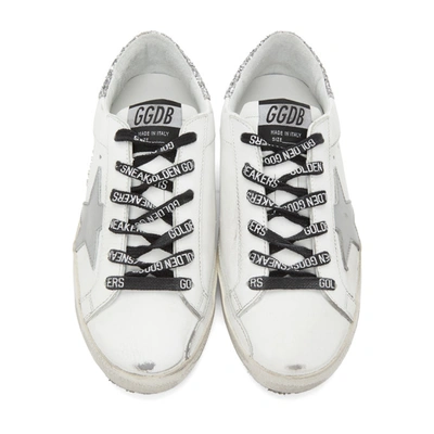 Shop Golden Goose White & Silver Glitter Superstar Sneakers In Wht/sil