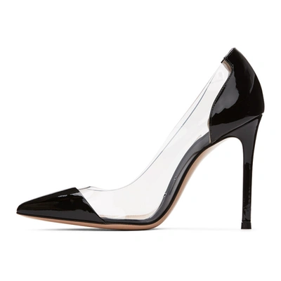Shop Gianvito Rossi Black Patent Plexi 105 Heels In Black+trasp