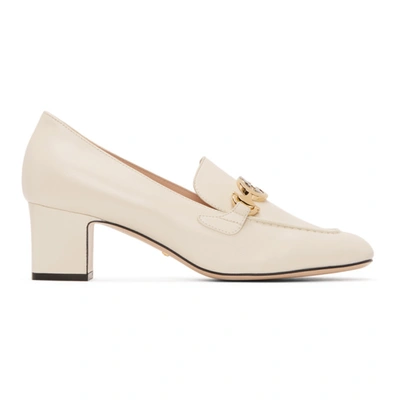 Shop Gucci White Zumi Mid-heel Loafers In 9022 White