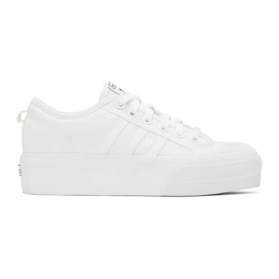 Shop Adidas Originals White Nizza Platform Sneakers In Ftwr White/