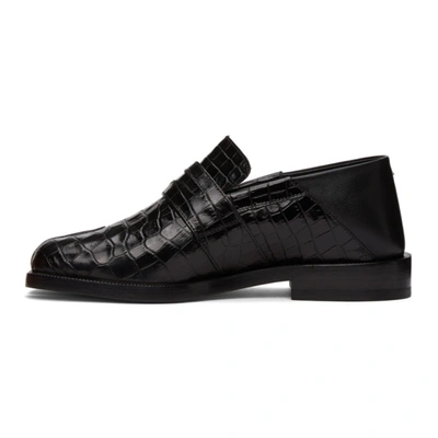 Shop Maison Margiela Black Croc Tabi Loafers In T8013 Black