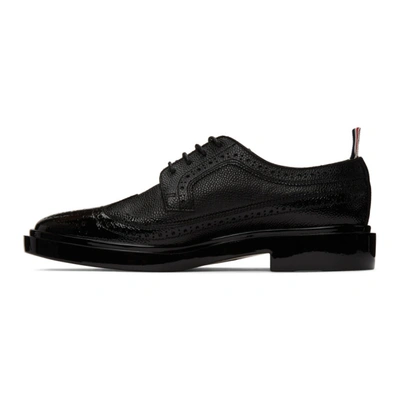 Shop Thom Browne Black Dipped Longwing Brogues In 001 Black