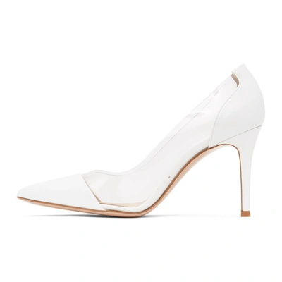 Shop Gianvito Rossi White Patent Plexi 85 Heels In White/trasp