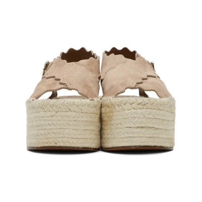 Shop Chloé Chloe Pink Suede Espadrilles Platform Sandals In 6i5 Maple P