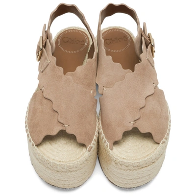 Shop Chloé Chloe Pink Suede Espadrilles Platform Sandals In 6i5 Maple P