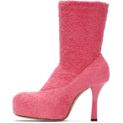 Shop Bottega Veneta Pink Knit 'the Bold' Boots In 5610 Milksh