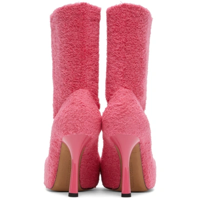 Shop Bottega Veneta Pink Knit 'the Bold' Boots In 5610 Milksh