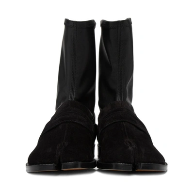 Shop Maison Margiela Black Suede Loafer Sock Tabi Boots In T8013 Black