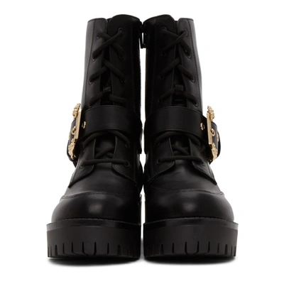 Shop Versace Jeans Couture Black Baroque Combat Boots In E899 Black