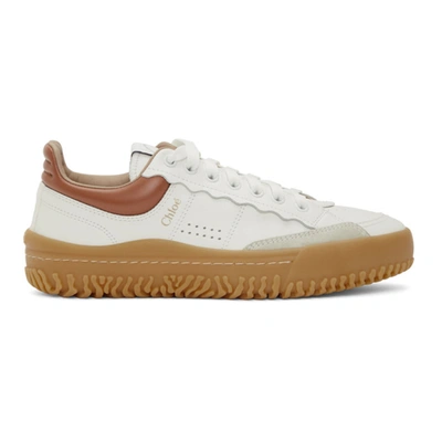 Shop Chloé Chloe White And Brown Franckie Sneakers In 90z Wht/brw