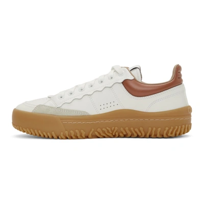 Shop Chloé Chloe White And Brown Franckie Sneakers In 90z Wht/brw