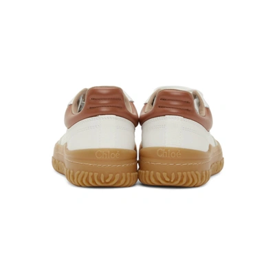 Shop Chloé Chloe White And Brown Franckie Sneakers In 90z Wht/brw