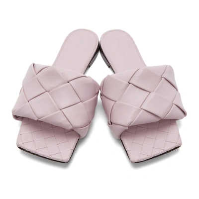 Shop Bottega Veneta Pink Intrecciato 'the Lido' Sandals In 6955 Magnolia