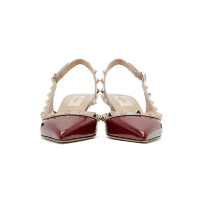 Shop Valentino Red  Garavani Rockstud Slingback Heels In Fa5 Cherryp